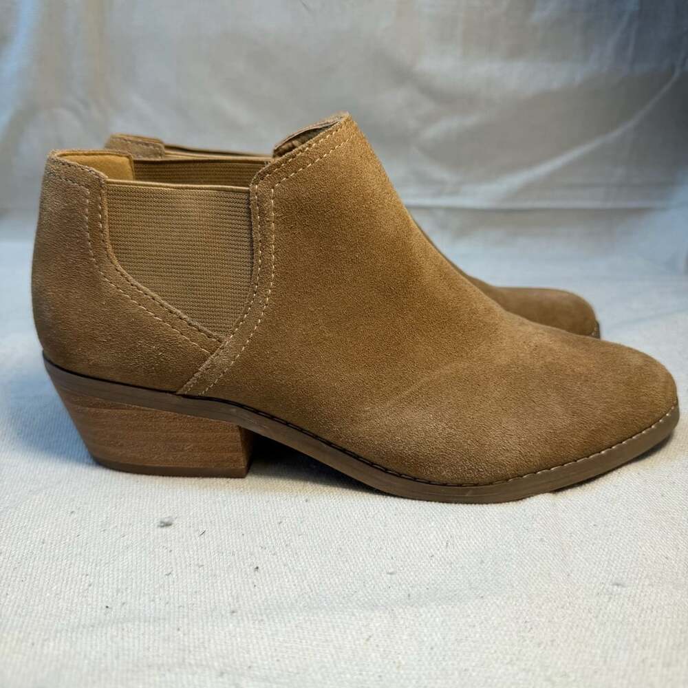 Lucky Brand Frona Ankle Boots Size 7.5 Brown Suede Block Heel Booties